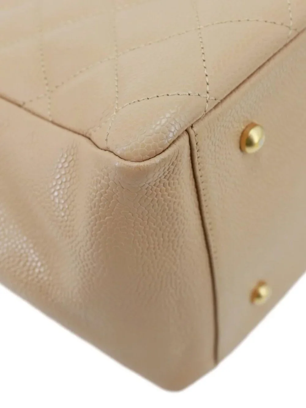 Chanel  Petite Timeless Quilted Caviar Leather Tote Bag Beige